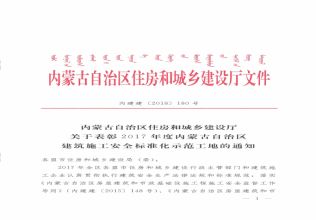 2017年建筑施工安全標(biāo)準(zhǔn)化示范工地的通知