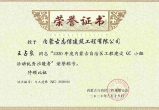 2020年度內(nèi)蒙古自治區(qū)工程建設(shè)QC小組活動優(yōu)秀推進者