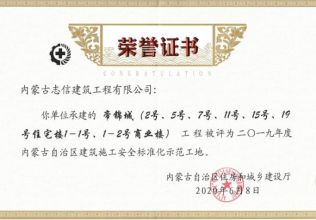 2019年度內(nèi)蒙古自治區(qū)建筑施工安全標(biāo)準(zhǔn)化示范工地